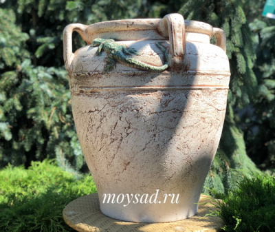 Вазон Котёл большой с ручками и ящерицей