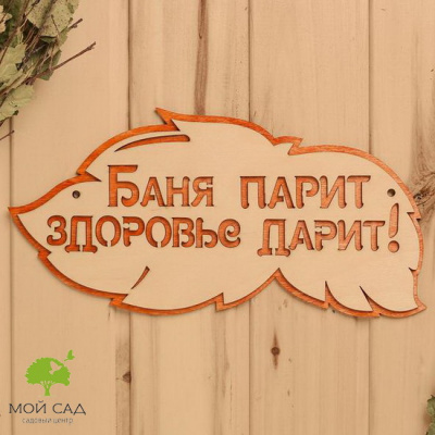 Табличка 2 слойная Баня парит здоровье дарит 30х16см