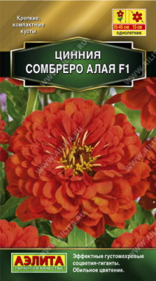 Цинния Сомбреро алая