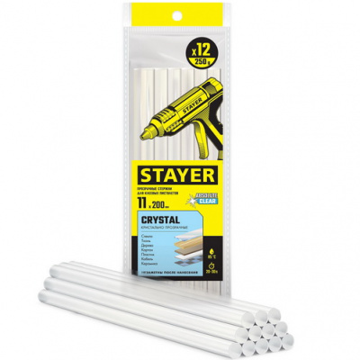 Стержни клеевые прозрачные 11х200 мм. 12 шт. Professional STAYER Cristal