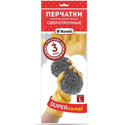 Перчатки хозяйственные латексные сверхпрочные