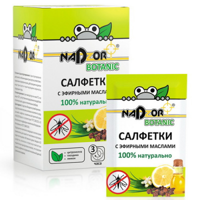 Салфетки влажные с эфирным маслом от комаров