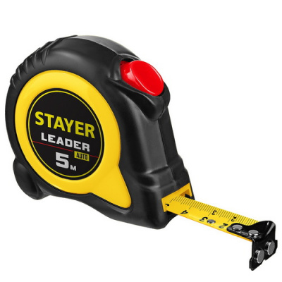 Рулетка с автостопом и магнитным крюком STAYER Leader 5м х 19мм