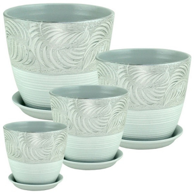Кашпо Бутон Роспись Палеолит серый  РС 107